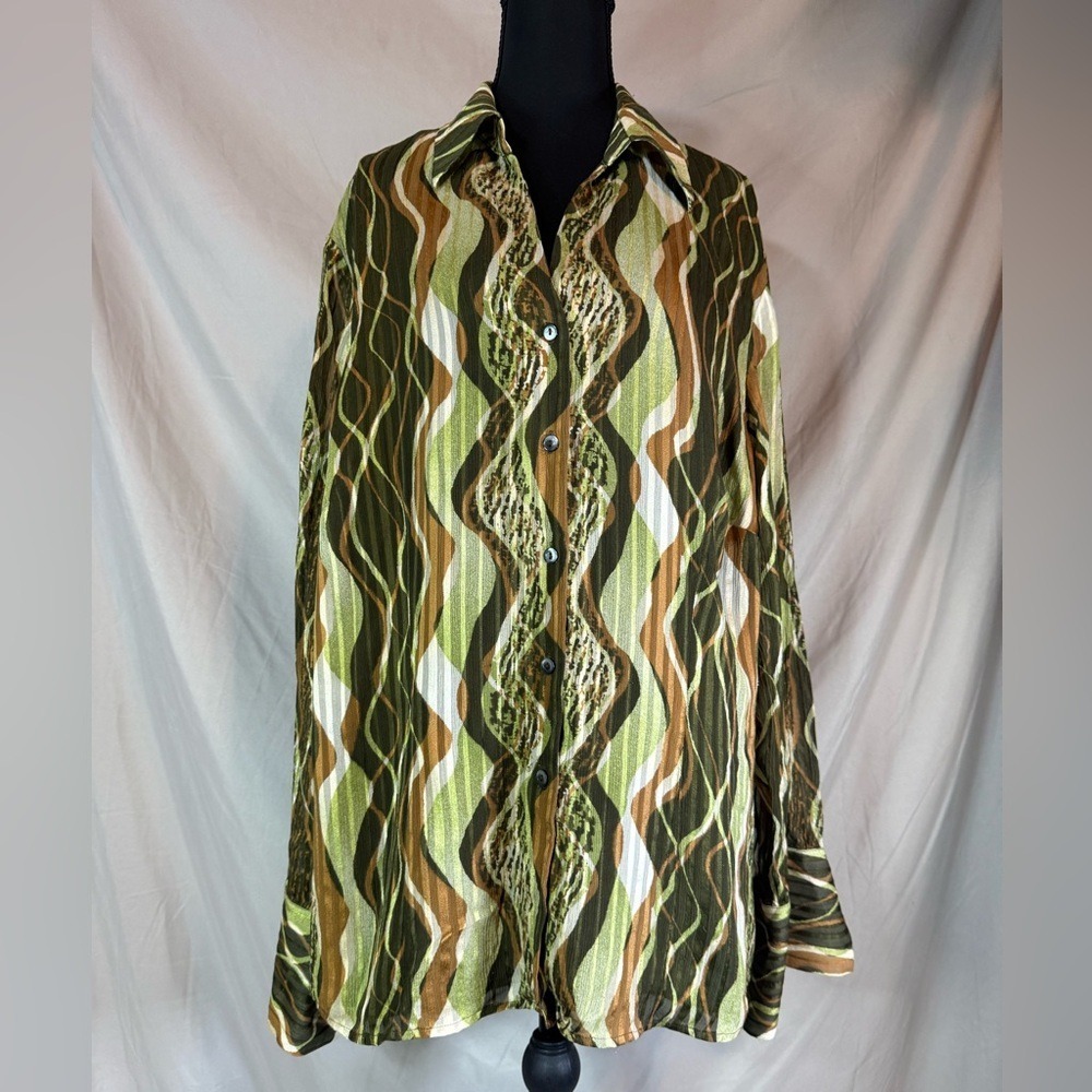 Jones New York Multi-Color Silk Button-Down Blouse – Size 20W ✨